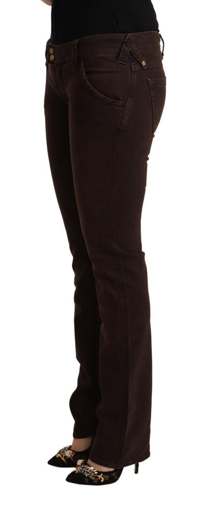 Jean slim taille basse en coton extensible marron CYCLE