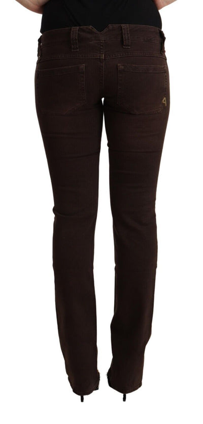 Jean slim taille basse en coton extensible marron CYCLE