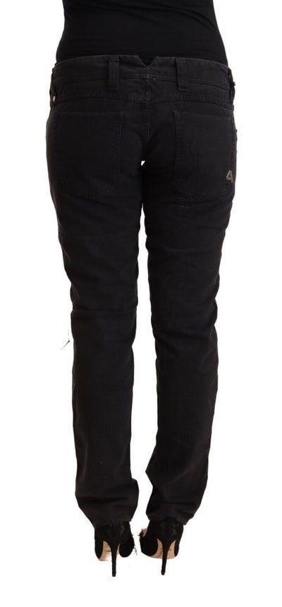 CYCLE Jean slim taille basse en coton noir effet vieilli