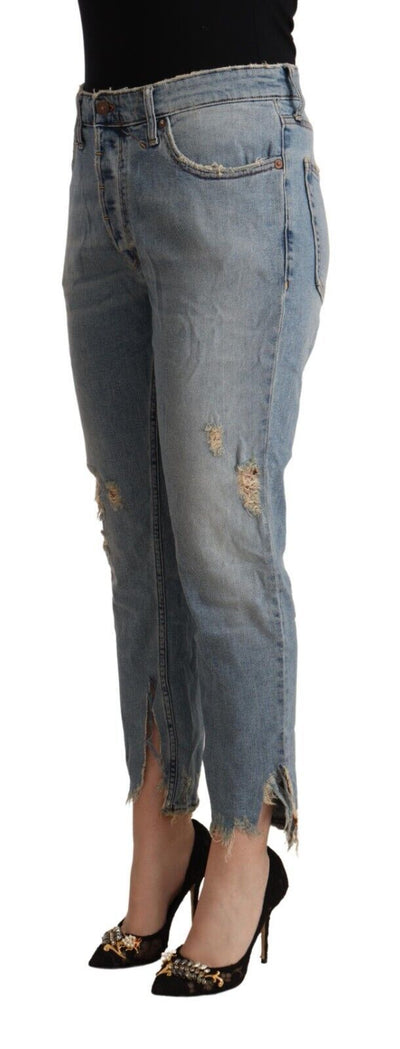 CYCLE Jean court en denim bleu clair vieilli taille moyenne