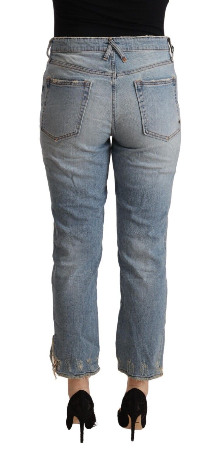 CYCLE Jean court en denim bleu clair vieilli taille moyenne