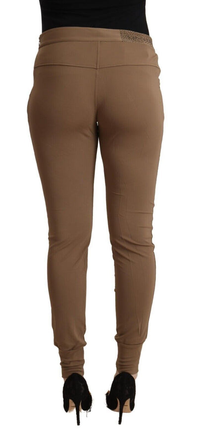 Scervino Street Bruine Viscose Mid Waist Slim Tapered Broek