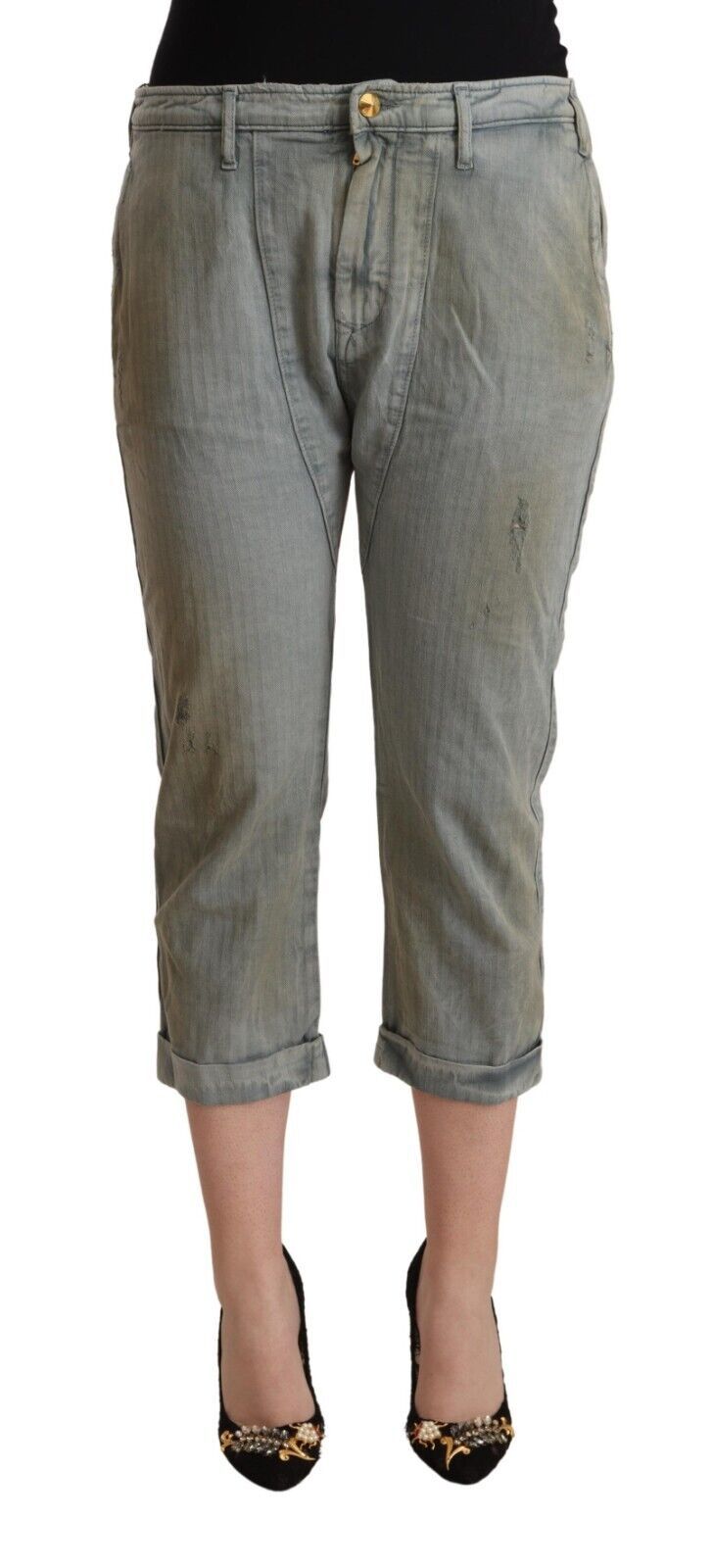 Pantalon skinny court taille moyenne CYCLE gris 100 % coton