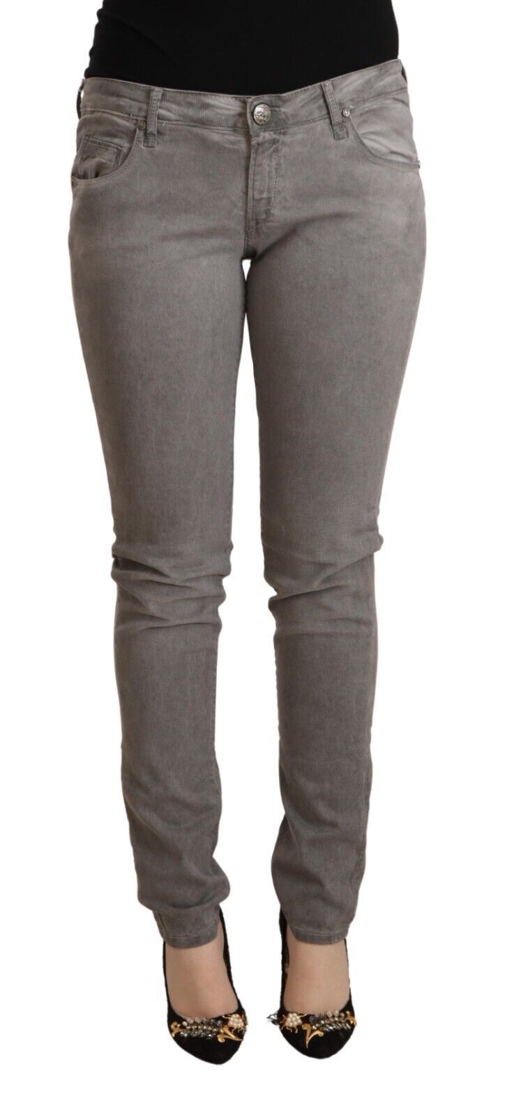 Jean skinny push-up taille basse en coton gris Acht