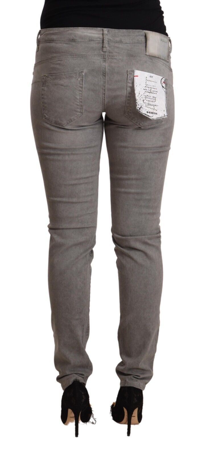 Jean skinny push-up taille basse en coton gris Acht