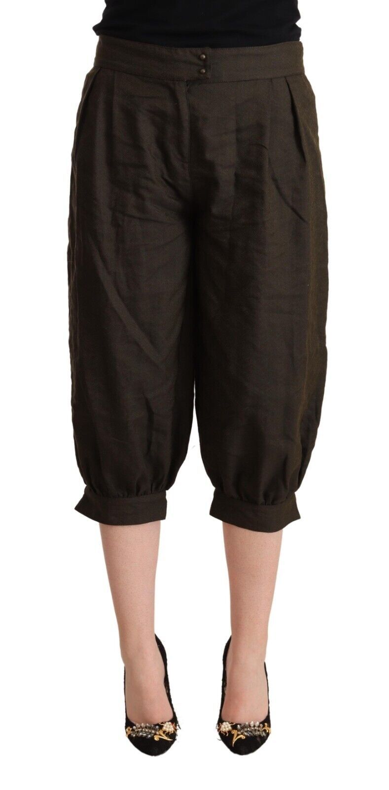 Pantalon sarouel court en viscose marron GF Ferre