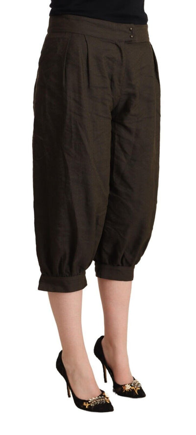 Pantalon sarouel court en viscose marron GF Ferre