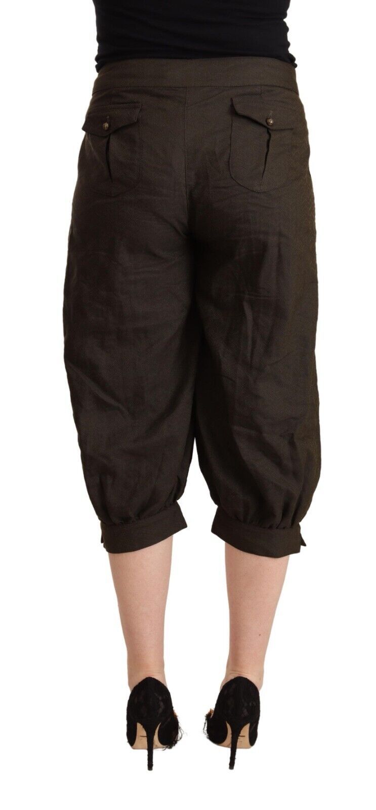 Pantalon sarouel court en viscose marron GF Ferre