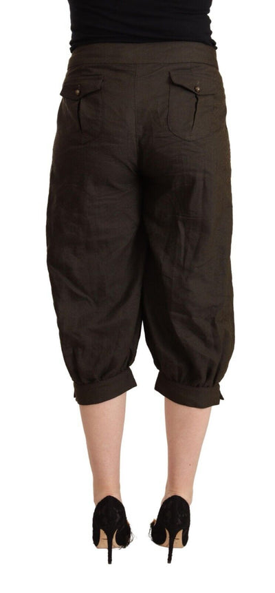 Pantalon sarouel court en viscose marron GF Ferre