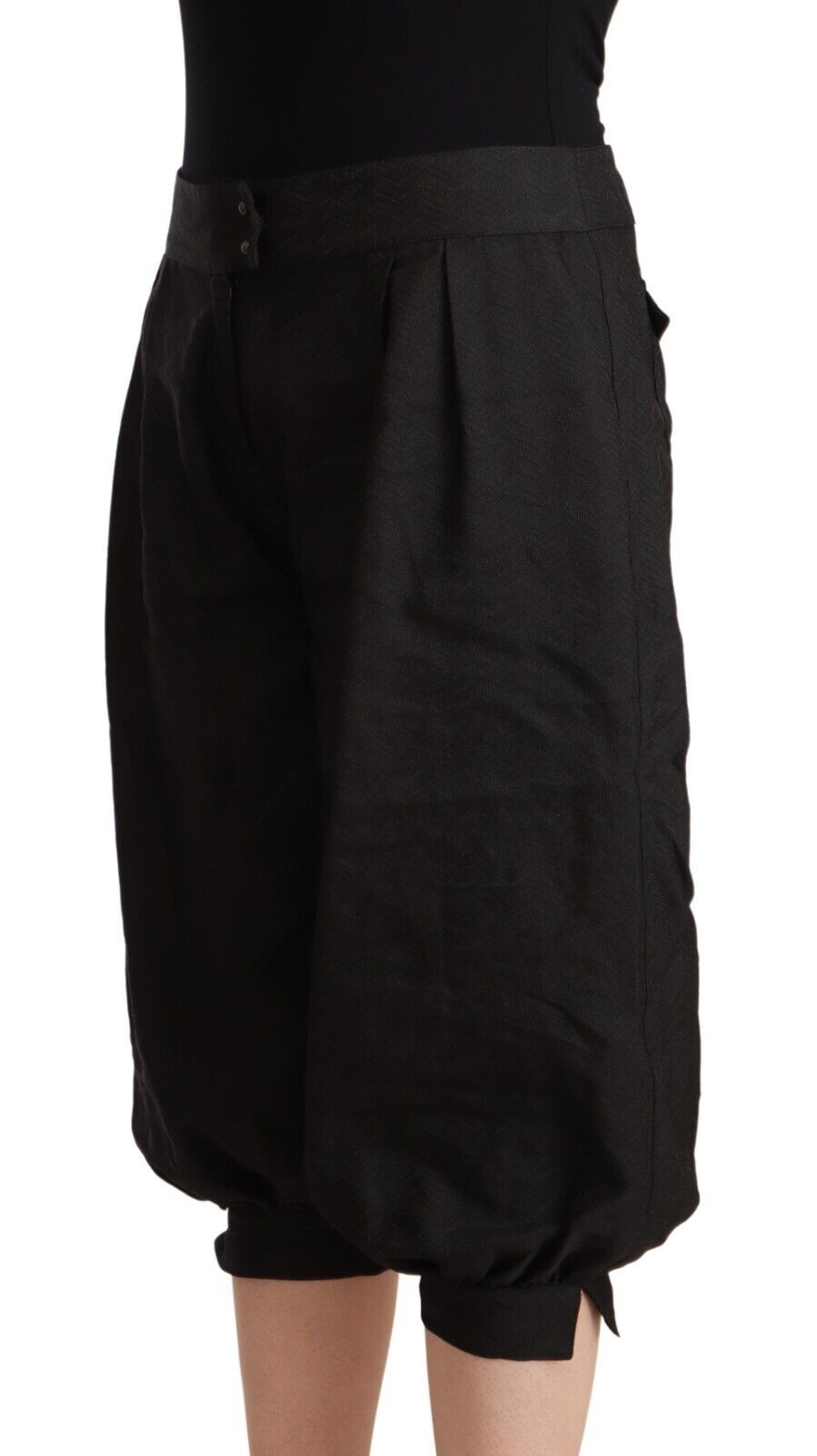 Pantalon sarouel court en viscose noire GF Ferre
