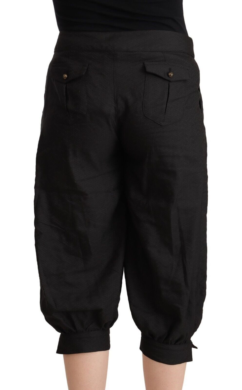 Pantalon sarouel court en viscose noire GF Ferre