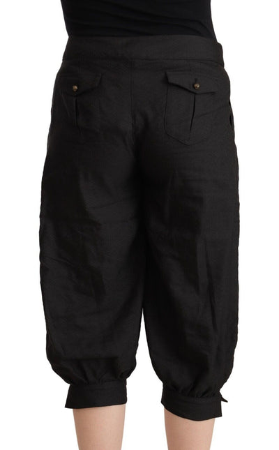 Pantalon sarouel court en viscose noire GF Ferre