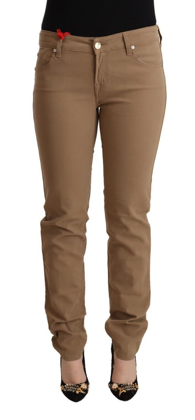 Pantalon skinny taille moyenne en coton extensible marron Jacob Cohen