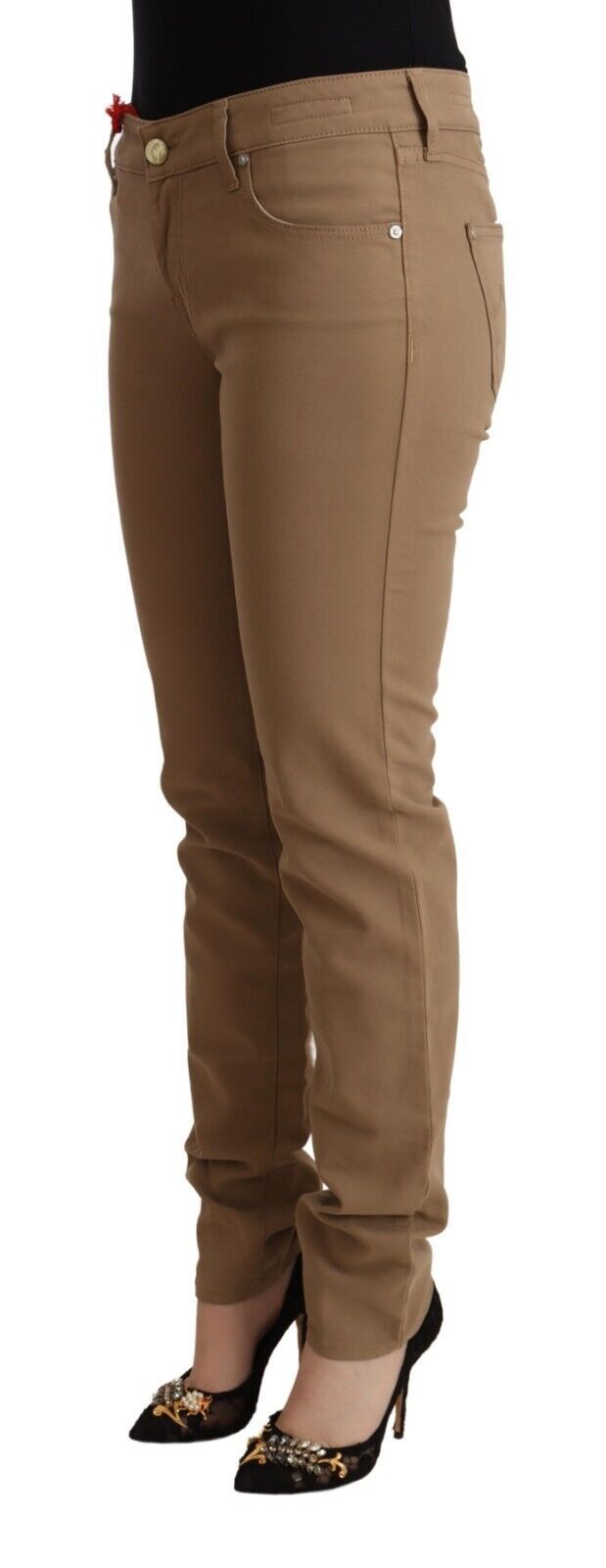 Pantalon skinny taille moyenne en coton extensible marron Jacob Cohen