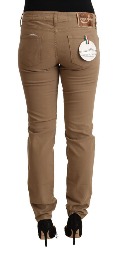 Pantalon skinny taille moyenne en coton extensible marron Jacob Cohen