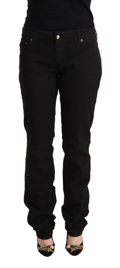 Jean skinny taille moyenne en coton noir Just Cavalli