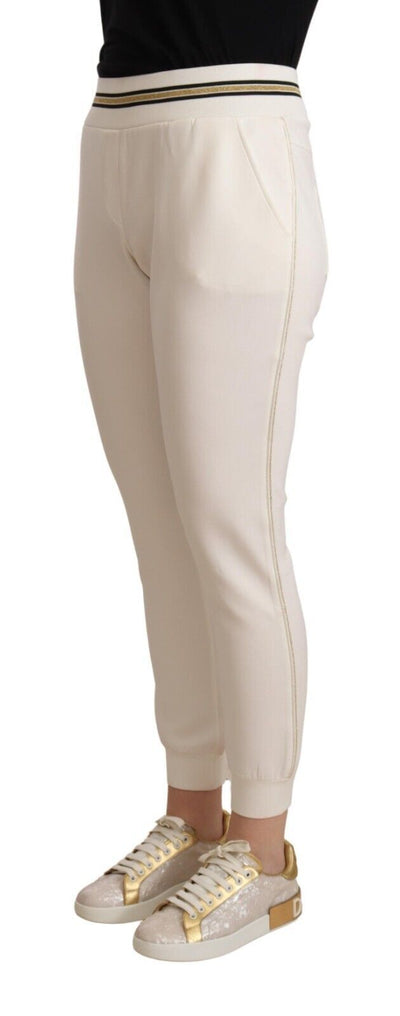 Pantalon de jogging taille moyenne en polyester blanc Patrizia Pepe