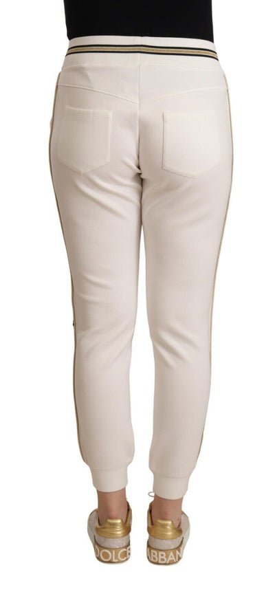 Pantalon de jogging taille moyenne en polyester blanc Patrizia Pepe