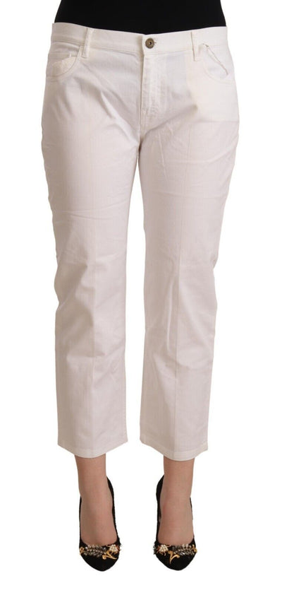 Jean court taille moyenne en coton blanc L'Autre Chose