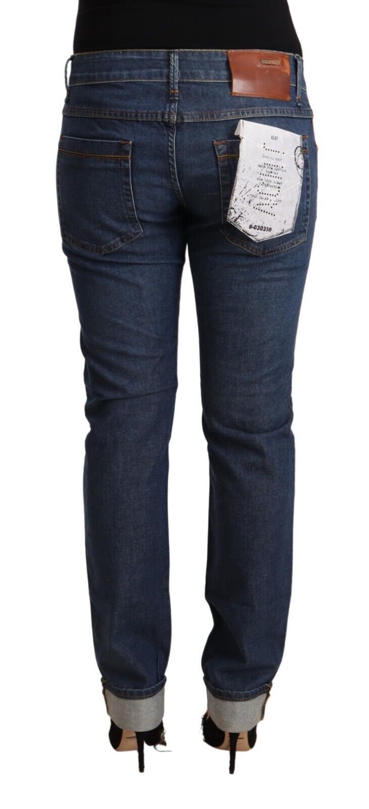 Jean slim en coton bleu foncé Acht avec ourlet replié