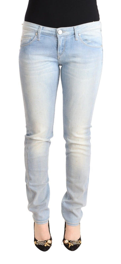 Jean skinny taille basse en coton délavé bleu clair Acht