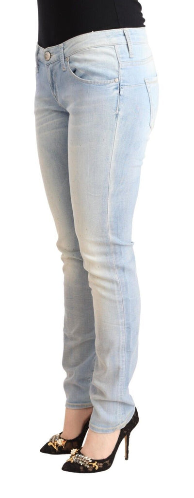 Jean skinny taille basse en coton délavé bleu clair Acht