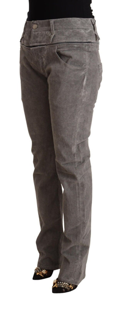 Pantalon taille haute coupe droite en coton gris Acht