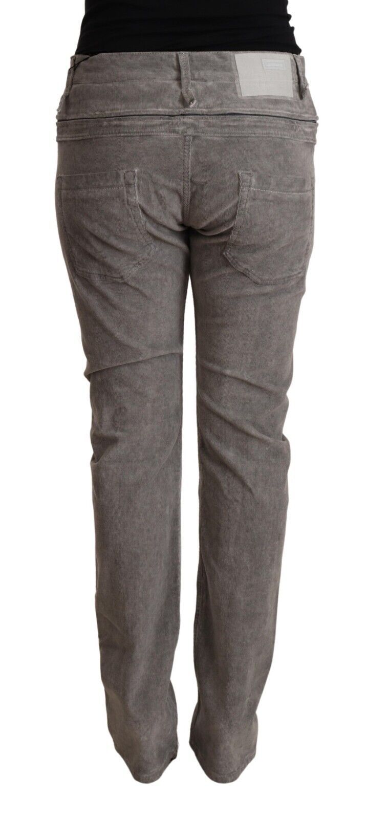 Pantalon taille haute coupe droite en coton gris Acht