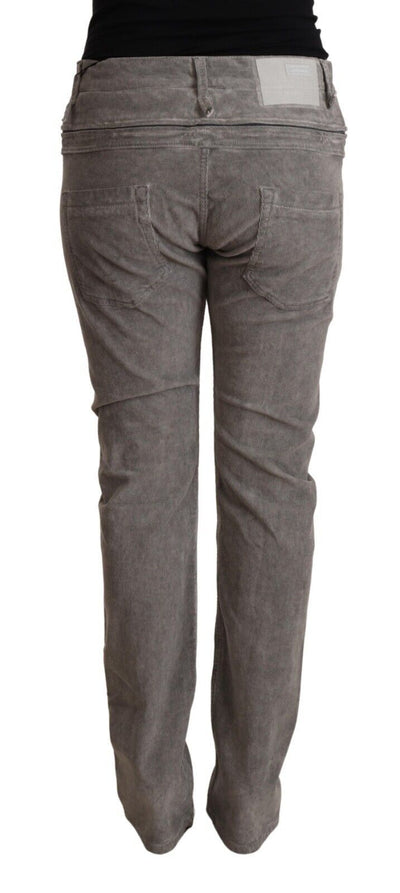 Pantalon taille haute coupe droite en coton gris Acht