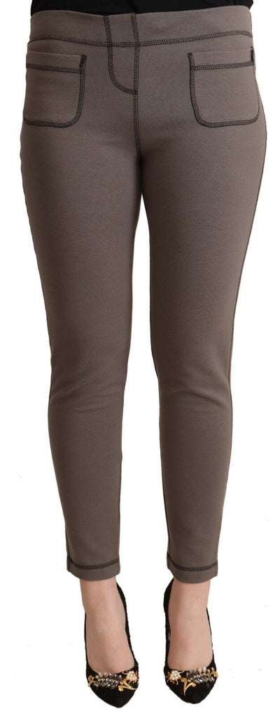 John Galliano - Leggings taille moyenne en coton gris extensible - Pantalon court