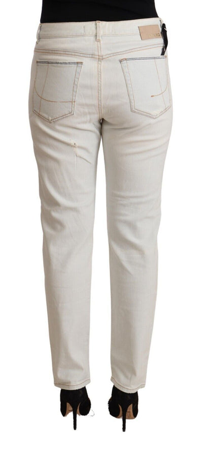 PINKO Witte katoenen skinny jeans met middelhoge taille en distressed patroon
