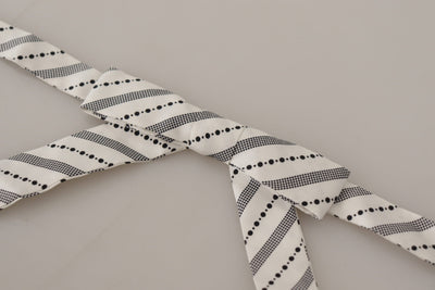 Dolce & Gabbana White Black Polka Dot 100% Silk Neck Papillon Bow Tie