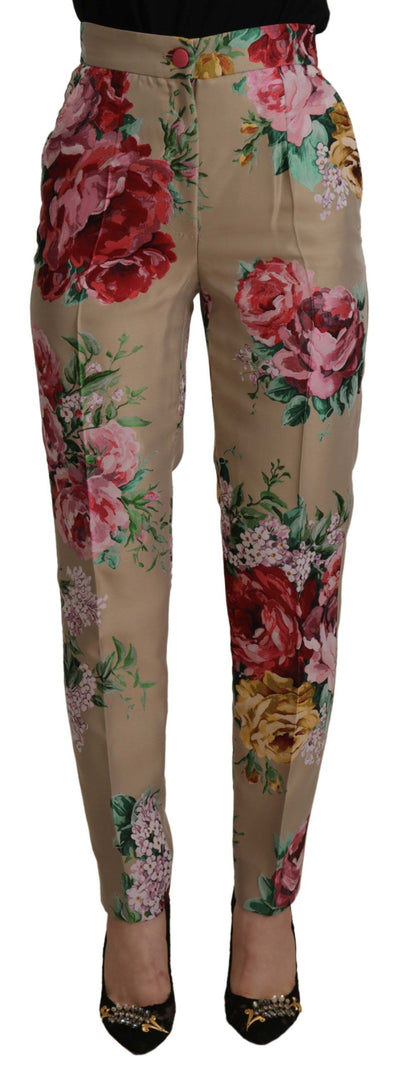 Dolce &amp; Gabbana Robe à fleurs beige Pantalon taille haute formel