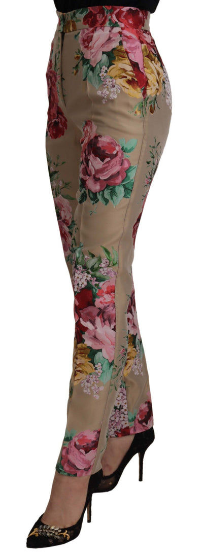 Dolce &amp; Gabbana Robe à fleurs beige Pantalon taille haute formel