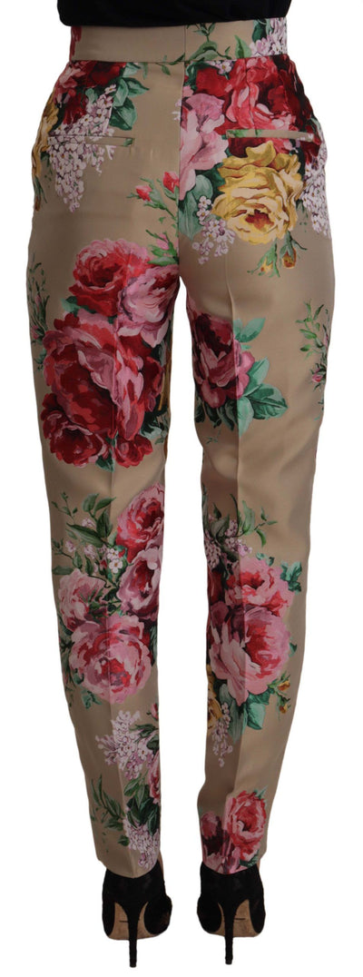 Dolce &amp; Gabbana Robe à fleurs beige Pantalon taille haute formel