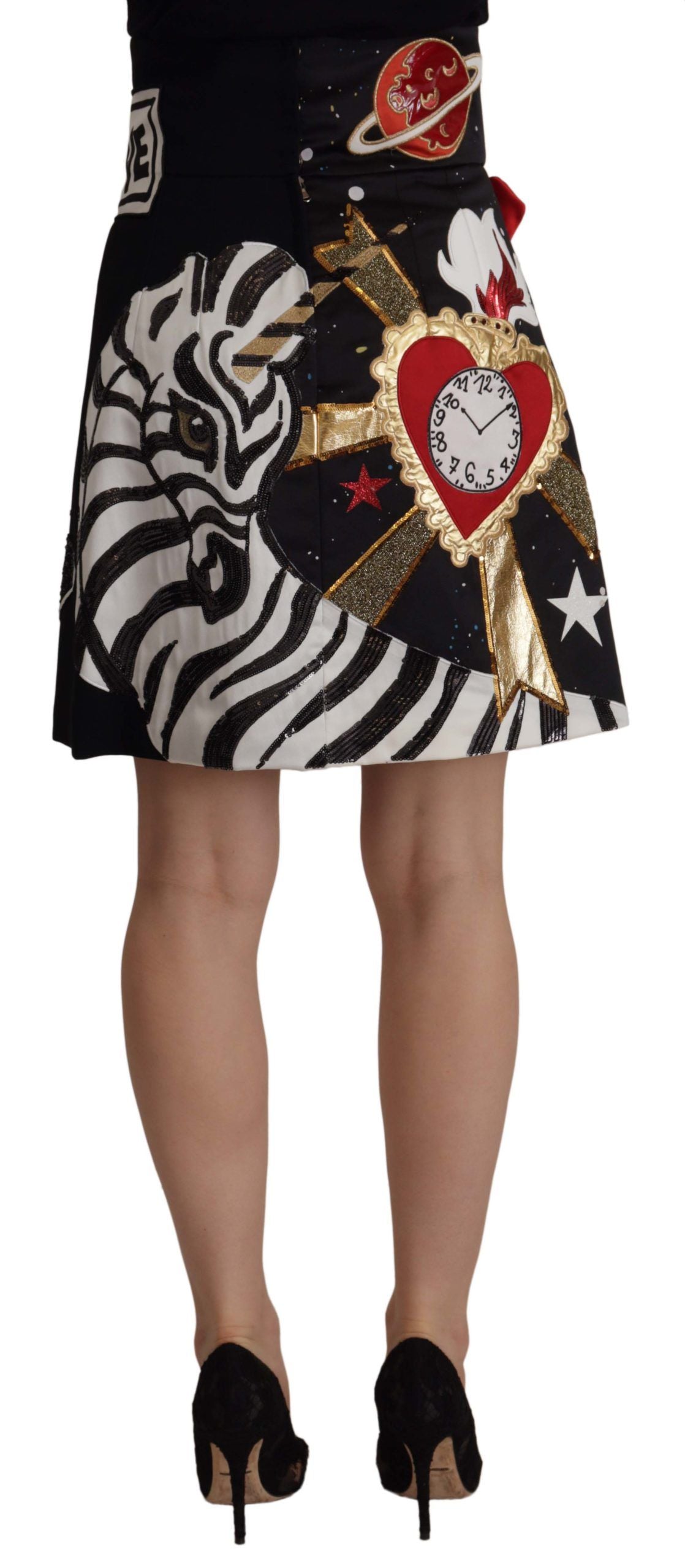 Dolce &amp; Gabbana Zwarte Liefdesklok Pailletten Pianorok