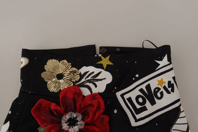 Dolce &amp; Gabbana Zwarte Liefdesklok Pailletten Pianorok