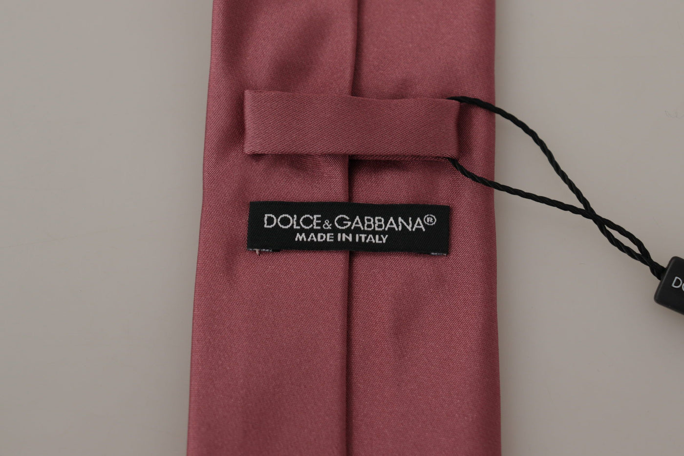 Cravate ajustable en soie rose unie Dolce &amp; Gabbana