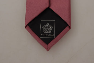 Cravate ajustable en soie rose unie Dolce &amp; Gabbana