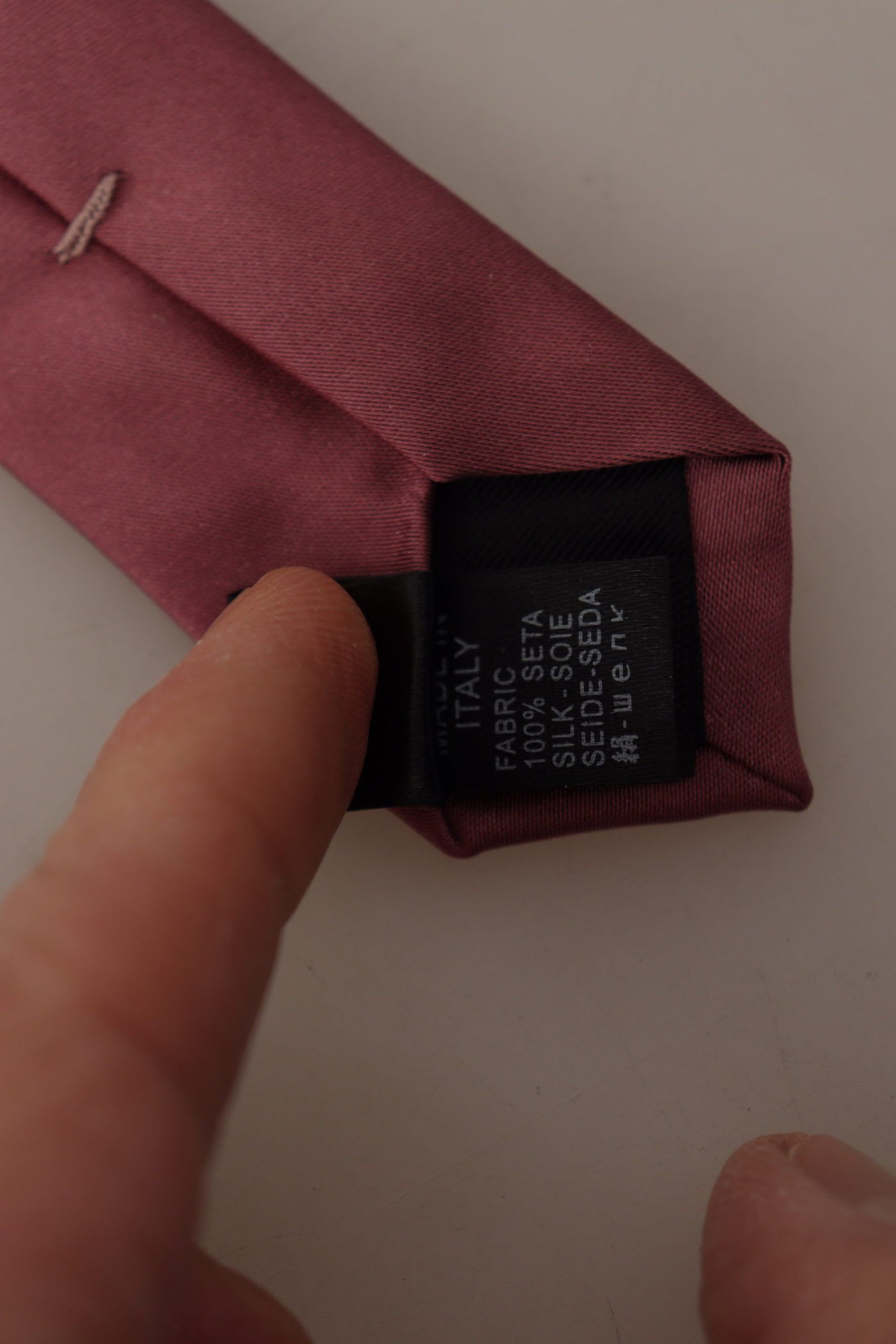 Cravate ajustable en soie rose unie Dolce &amp; Gabbana