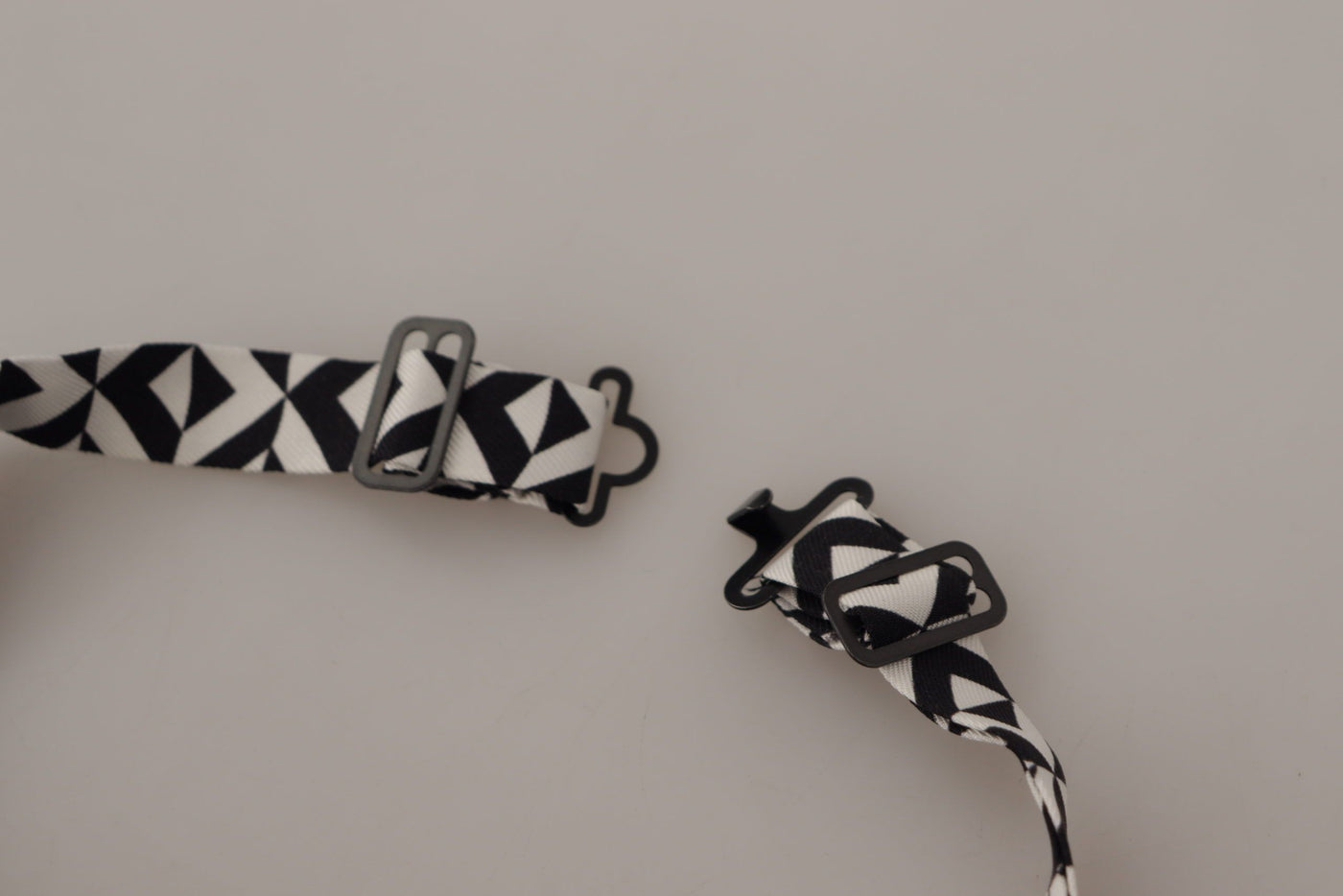 Dolce & Gabbana Black White Geometric 100% Silk Adjustable Accessory Tie