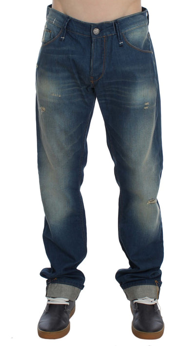 Acht Blue Wash Denim Katoen Stretch Baggy Fit Jeans