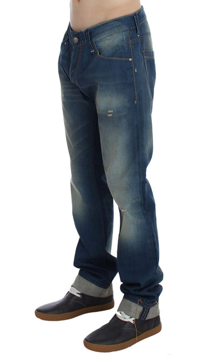 Acht Blue Wash Denim Katoen Stretch Baggy Fit Jeans