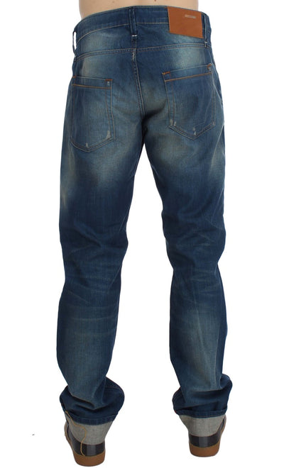 Acht Blue Wash Denim Katoen Stretch Baggy Fit Jeans