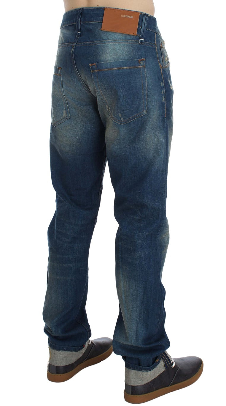 Acht Blue Wash Denim Katoen Stretch Baggy Fit Jeans