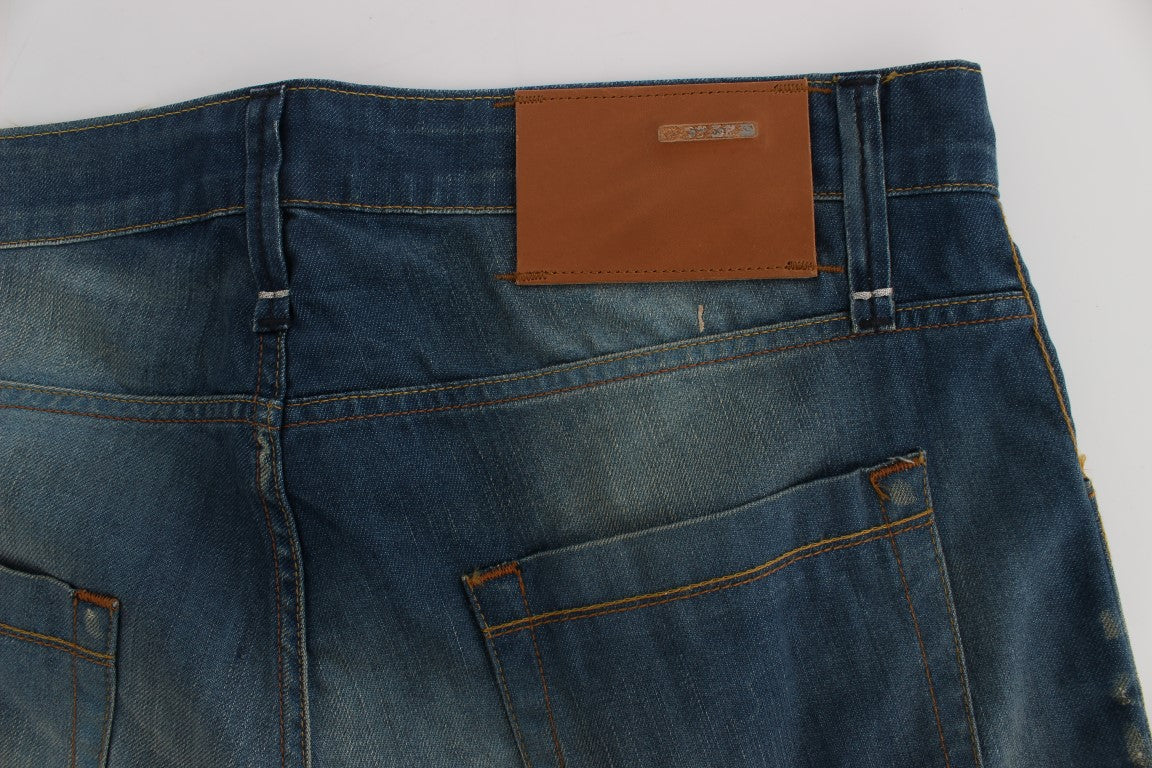 Acht Blue Wash Denim Katoen Stretch Baggy Fit Jeans