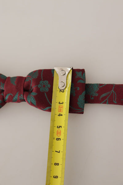 Dolce & Gabbana Maroon Pattern Adjustable Neck Papillon Bow Tie