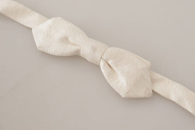 Dolce &amp; Gabbana Witte 100% Zijden Slanke Verstelbare Hals Papillon Stropdas