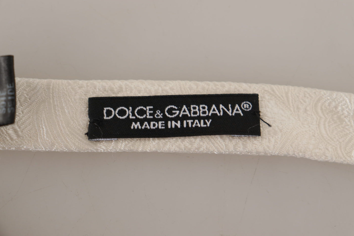 Dolce &amp; Gabbana Witte 100% Zijden Slanke Verstelbare Hals Papillon Stropdas