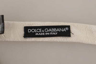 Dolce &amp; Gabbana Witte 100% Zijden Slanke Verstelbare Hals Papillon Stropdas